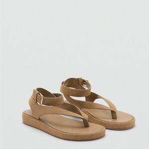 Mango Suede Tan Strappy Sandals